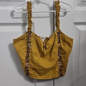 Embroidered Mustard Yellow Women's Top